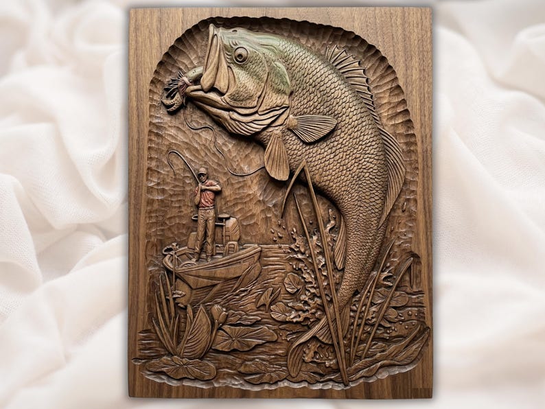 Largemouth Bass Fishing 3D Relief STL