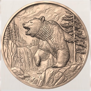 Roaring Bear Waterfall 3D Relief STL for CNC Router view 3