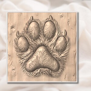 Wolf Paw Print 3D Relief STL view 2