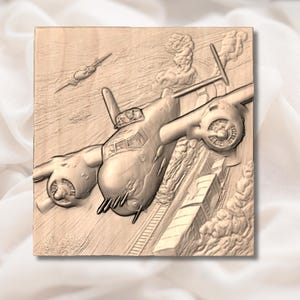 WW2 Bomber Train Attack 3D Relief STL view 2