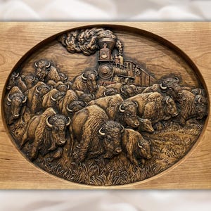 Bison Herd STL Relief view 1