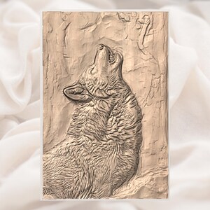 Howling Wolf 3D Relief STL view 3