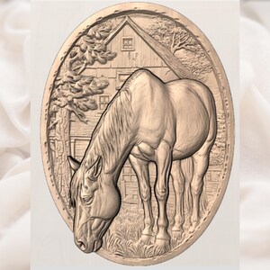 Horse Barn 3D Relief STL view 2