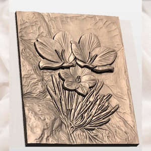 Blue Crocus Relief STL view 2