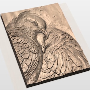 Love Birds 3D Relief STL File view 2