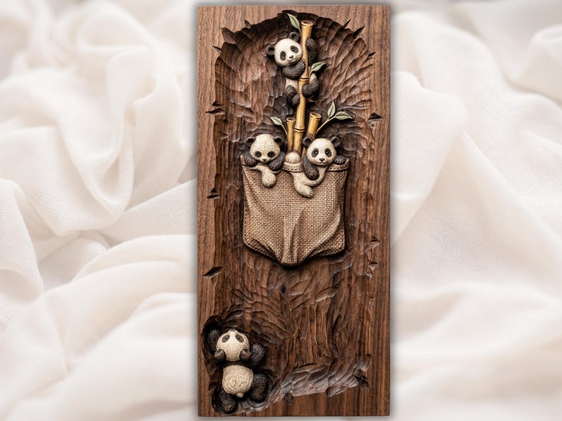 Cute Panda 3D Relief STL for CNC Router