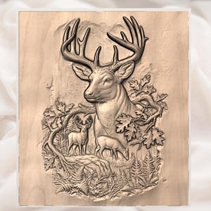 Whitetail Deer Buck 3D Relief STL view 3
