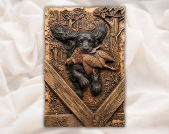 Hunting Dog Carrying Pheasant 3D Relief STL | CNC Router Wood Carving Panel | hunting gifts | Father's Day Gift | upland hunting decor