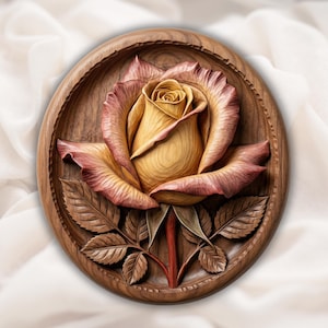 Rose 3D Relief STL view 1