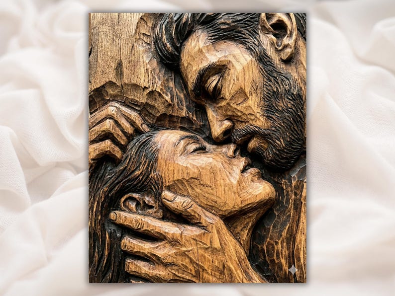 Couple Kiss 3D Relief STL File