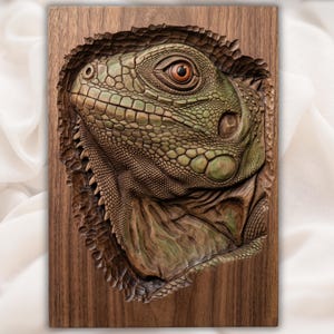 Iguana Lizard 3D Relief STL view 1