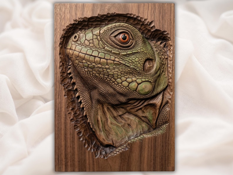 Iguana Lizard 3D Relief STL