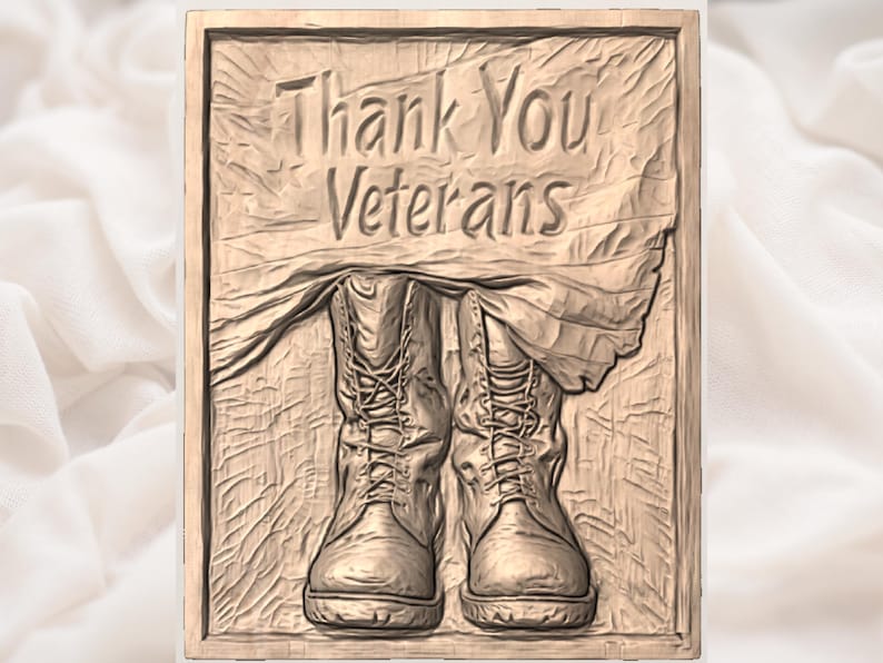 Merci Veterans Relief STL | Art mural patriotique hommage militaire aux États-Unis | Plaque commémorative des bottines du drapeau américain | Décoration commémorative patriotique des États-Unis image 3