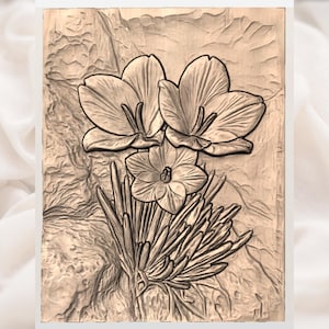 Blue Crocus Relief STL view 3