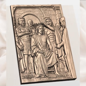 Crown of Thorns Jesus 3D Relief STL for CNC Router view 2
