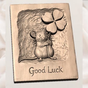 Good Luck Mouse Relief STL view 3