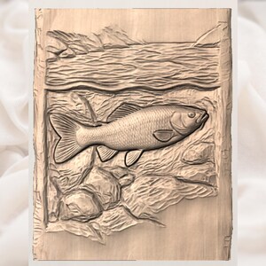 Fish 3D Relief STL File view 3