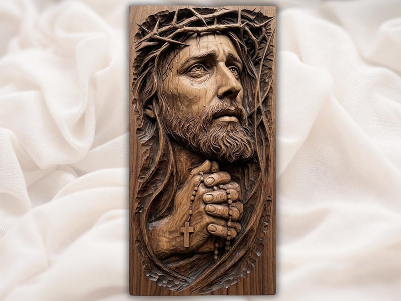 Jesus Praying with Rosary STL