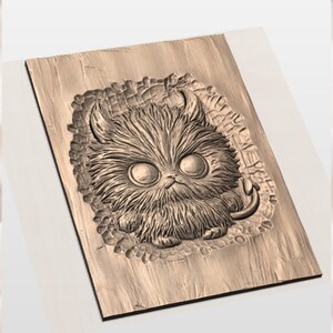 Fluffy Red Devil 3D Relief STL view 2