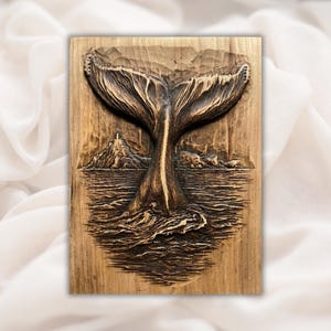 Whale Tail 3D Relief STL view 1