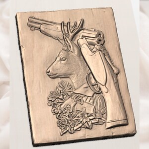 Deer & Shotgun 3D Relief STL view 2