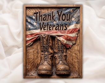 退役軍人支援団体STLに感謝 | 愛国的なアメリカ軍人への敬意を表す壁掛けアート | アメリカ国旗ブーツ記念銘板 | 愛国的なアメリカ記念装飾