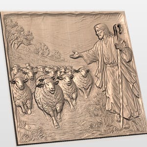 Good Shepherd Jesus 3D Relief STL view 2