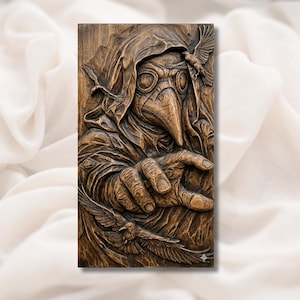 Plague Doctor 3D Relief STL view 1