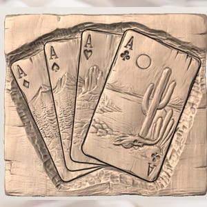 Aces Playing Cards 3D Relief STL File view 3