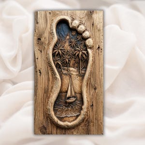 Beach Footprint 3D Relief STL File view 1