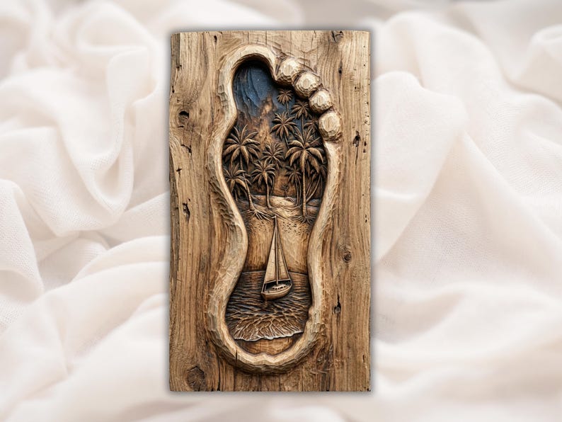 Beach Footprint 3D Relief STL File