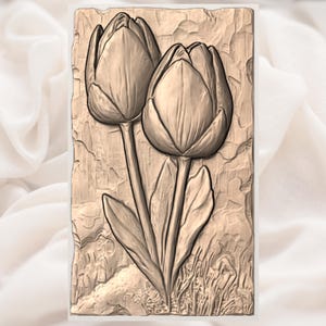 Tulip Flowers 3D Relief STL for CNC Router view 3