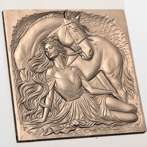 Horse and Woman STL view 2