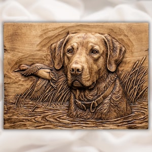 Retriever Dog 3D Relief STL view 1