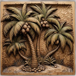 Palm Tree 3D Relief STL view 1