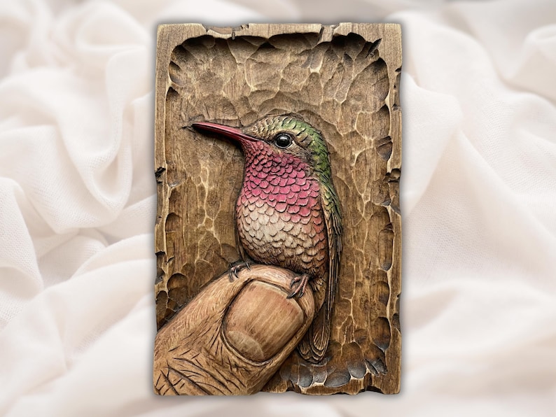 Hummingbird on Finger Relief STL