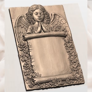 Praying Angel Plaque STL view 2