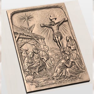 Jesus Nativity and  Crucifixion STL view 3