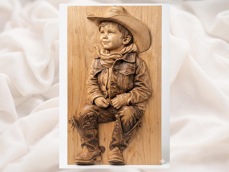 Cowboy Boy 3D Relief STL
