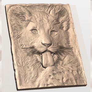 Lion Cub 3D Relief STL for CNC Router view 2