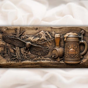 Eagle Beer Stein Relief STL view 1