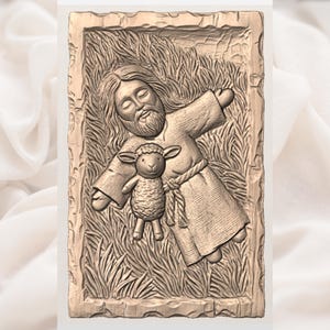 Jesus and Lamb Relief STL view 3