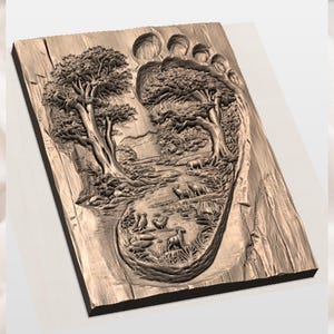 Traveler Footprint 3D Relief STL File view 3