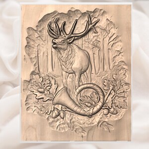 Elk Deer Hunting 3D Relief STL view 3