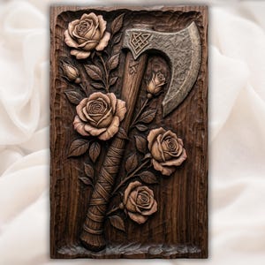 Gothic Rose Axe STL view 1