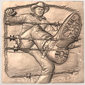 Cowboy Barbed Wire Relief view 3