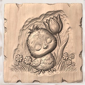 Cute Chick STL 3D Relief view 3