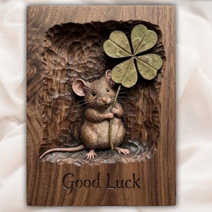 Good Luck Mouse Relief STL view 1
