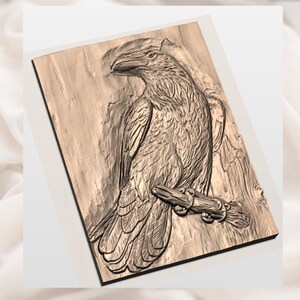 Raven Bird 3D Relief STL view 3