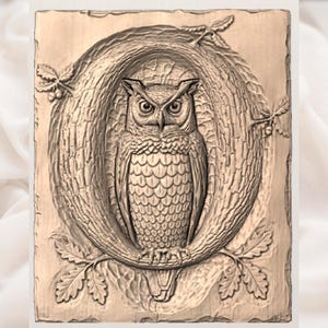 Great Horned Owl Bas Relief STL view 3